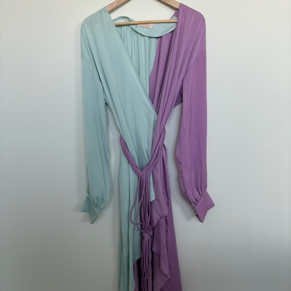 Choosy Colorblock Wrap Dress – Mint/Lilac - Picture 1 of 4